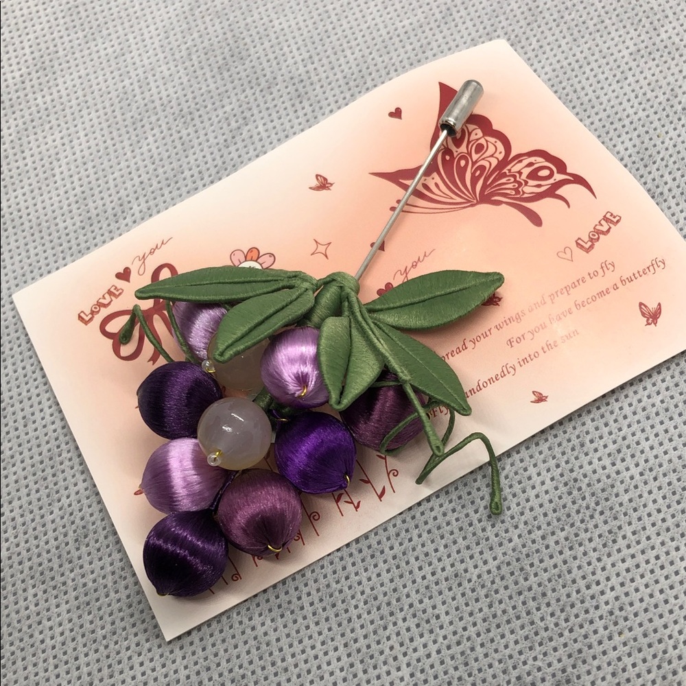 Beautiful handcrafted grape pin brooch